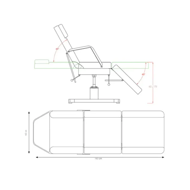 Poltrona Lettino Estetica Professionale con 2 Snodi Regolabili MELCAP