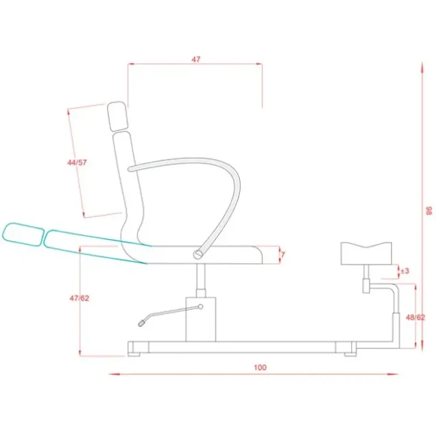 Poltrona Podologica Pedicure Professionale con Schienale Reclinabile e Poggiapiedi PROFESSIONALE