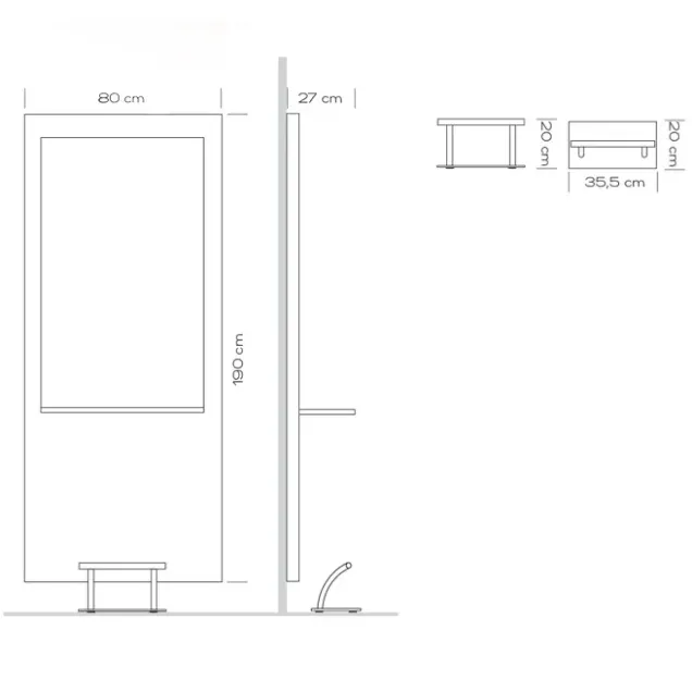 misure specchio parrucchiere