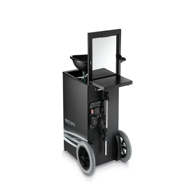 Lavatesta Portatile con Doccetta Rotelle e Postazione con Specchio Wash and Carry ARTE MADE IN ITALY