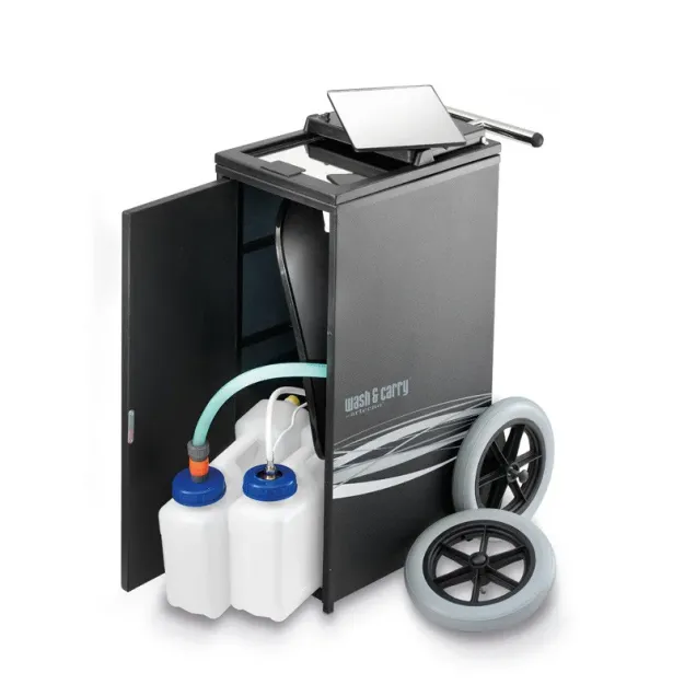 Lavatesta Portatile con Doccetta Rotelle e Postazione con Specchio Wash and Carry ARTE MADE IN ITALY