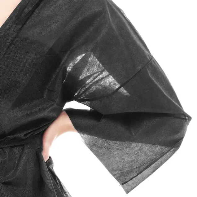 Kimoni Monouso tnt Nero per Parrucchiere 10 pz PREMIUM