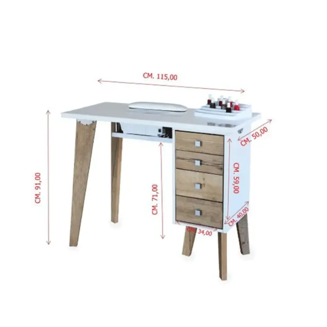 Tavolo Manicure in Legno con Aspiratore Polver | Made in Italy
