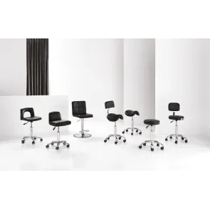 Sgabello Estetista e Parrucchiere Nero Regolabile in Altezza con Pompa Idraulica XANITALIA 2