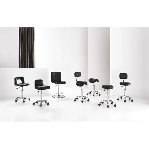 Sgabello Professionale Estetista e Parrucchiere Nero Regolabile in Altezza