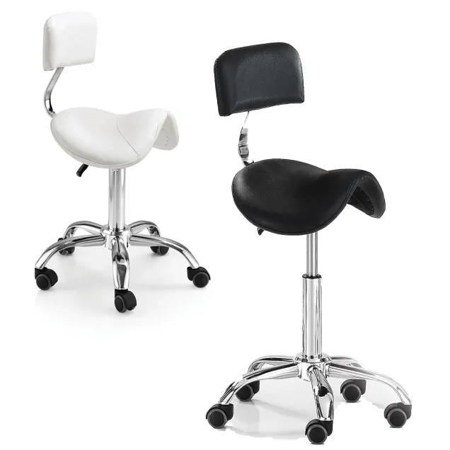 Sgabello a Sella Parrucchiere Professionale Nero Regolabile