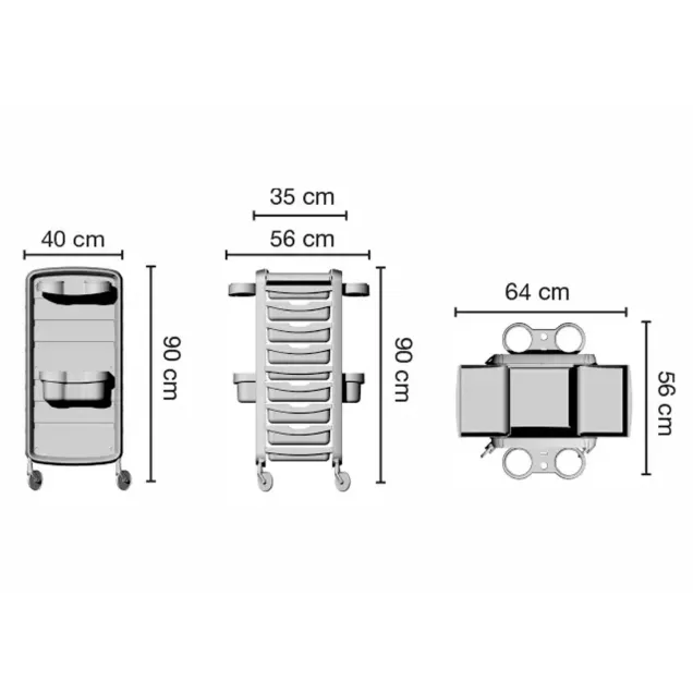 carrelli per parrucchieri misure