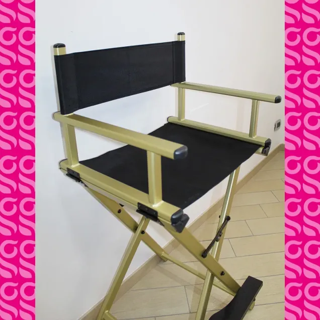 Sedia Trucco Professionale Nera e Oro | Luxury TOP SELLER