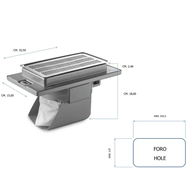 Aspiratore Unghie da Incasso per Tavolo Manicure | TOP SELLER