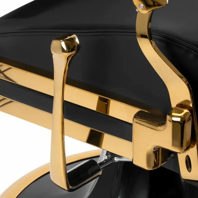 Poltrona da Barbiere con Poggiapiedi Oro e Nera | TOP SELLER