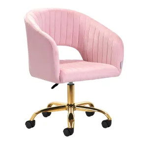 Sedia Girevole in Velluto Rosa