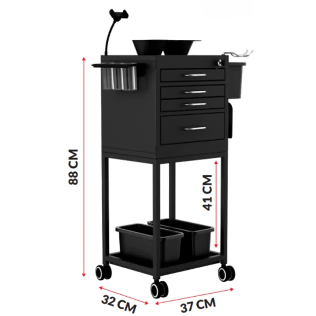 Carrello per Parrucchieri con Cassetti Estraibili