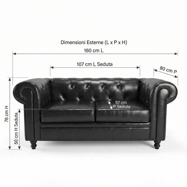 Divano Attesa Chester Style | CONSEGNA GRATIS nel tuo Salone!