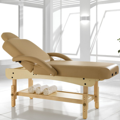 Lettino massaggio Roma in legno di betulla con portarotolo e